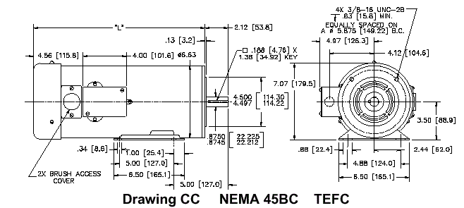 Drawing CC - NEMA 45BC - TEFC