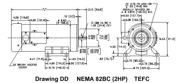 Drawing DD - NEMA 82BC(2HP) - TEFC