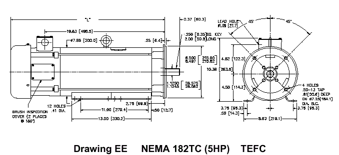 Drawing EE - NEMA 182TC(5HP) - TEFC